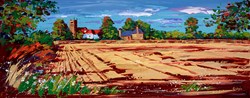 Church Spire and Shadows, Bolton by Lynn Rodgie - Original Painting on Stretched Canvas sized 40x16 inches. Available from Whitewall Galleries
